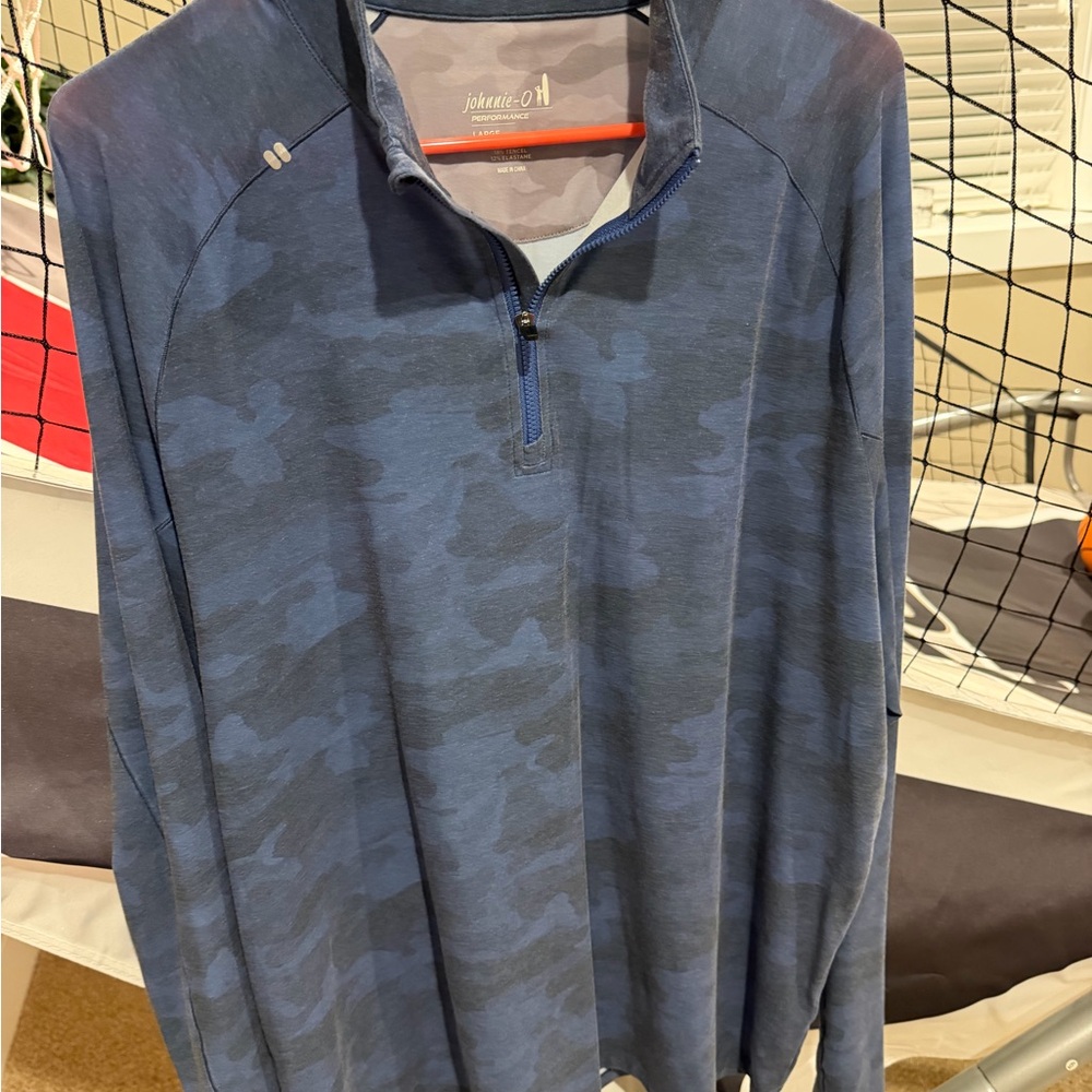 johnnie-O Navy and Gray Camo Pullover